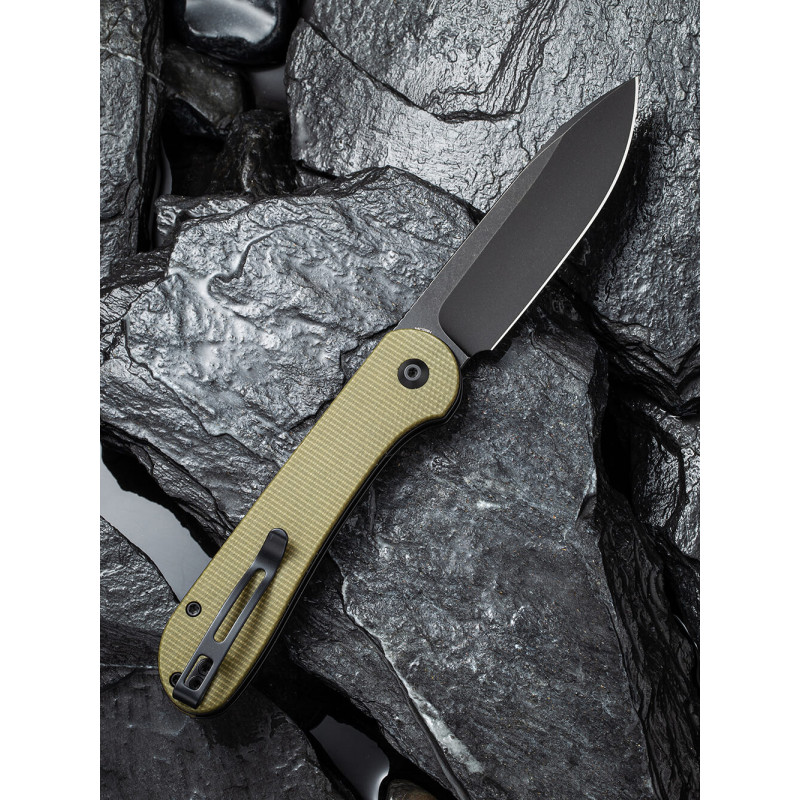 Ніж складаний туристичний Civivi Elementum Pocket, (8.9 см) 14C28N / Micarta оливковий