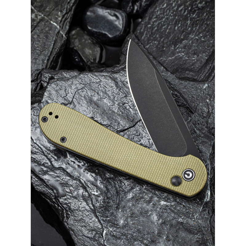 Ніж складаний туристичний Civivi Elementum Pocket, (8.9 см) 14C28N / Micarta оливковий
