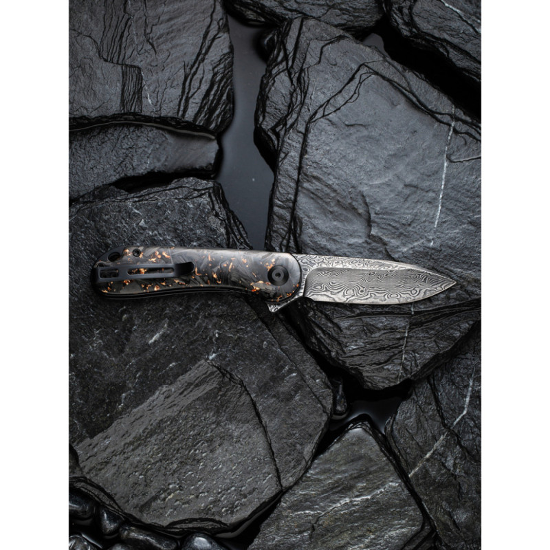 Ніж складаний кишеньковий Civivi Elementum, (7.5 см) Damascus / Carbon Fiber чорний
