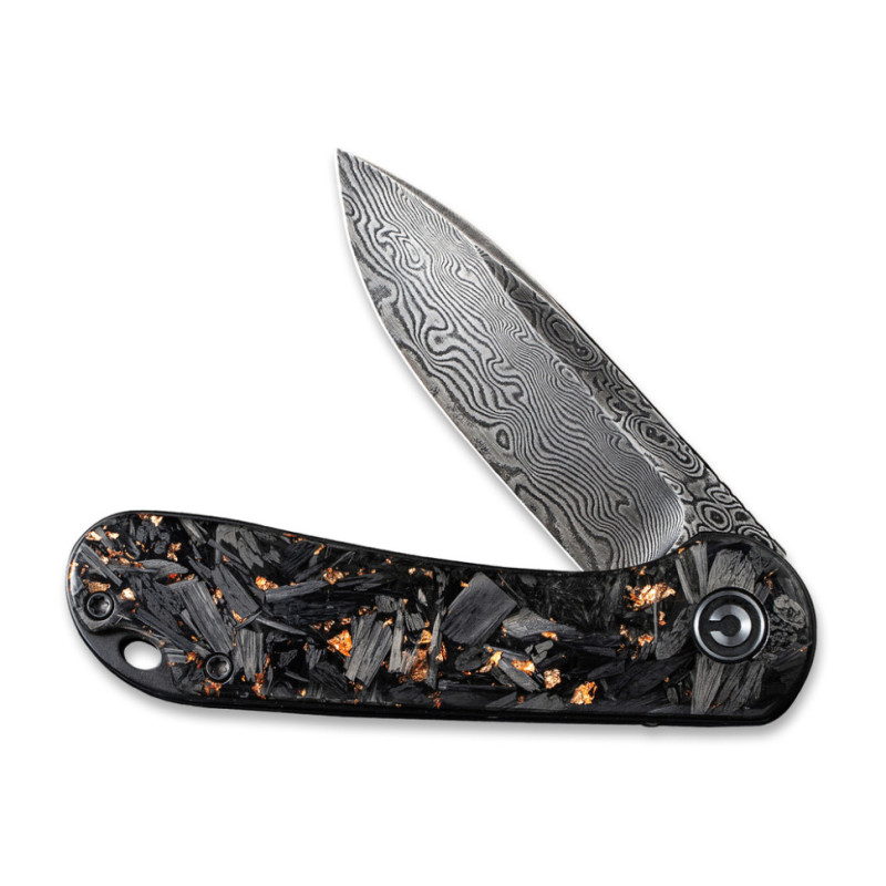 Ніж складаний кишеньковий Civivi Elementum, (7.5 см) Damascus / Carbon Fiber чорний