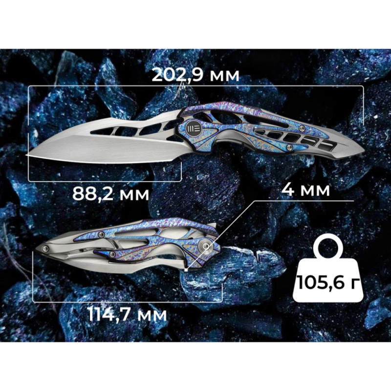 Ніж складаний туристичний Weknife Arrakis (8.8 см) Vanax / Titanium сіро-блакитний