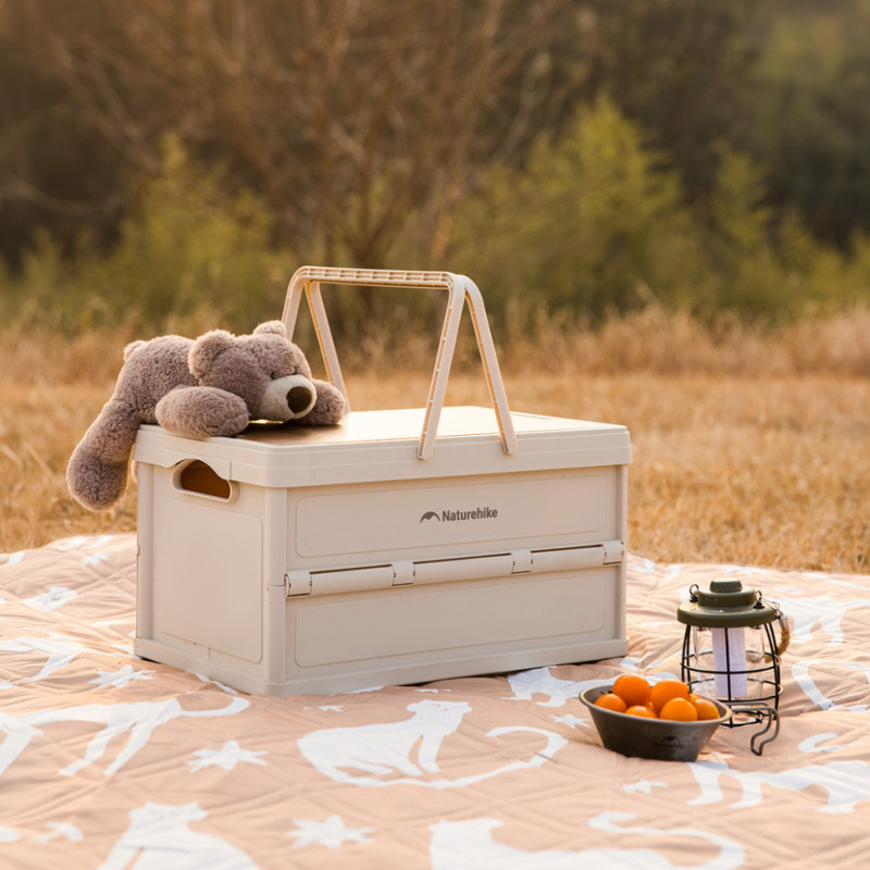 Складаний контейнер для зберігання з ручками Naturehike Lingyue R CNK2550XB017, 25 л, світло-бежево-сірий