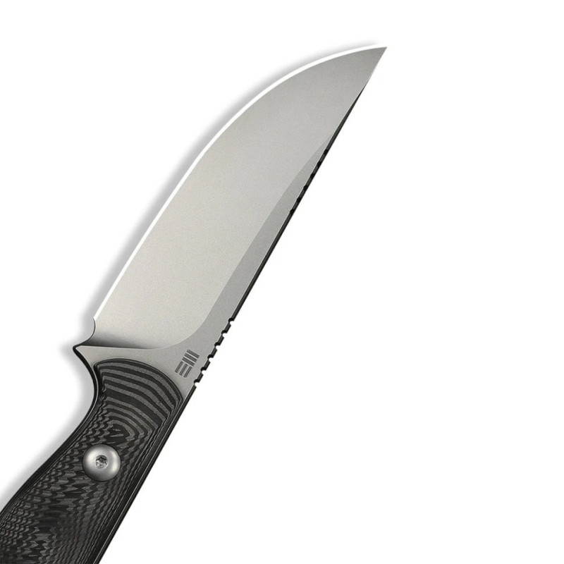 Ніж фіксований туристичний Weknife Notchline, (8.7 см) CPM S35VN /Carbon Fiber чорний з чохлом
