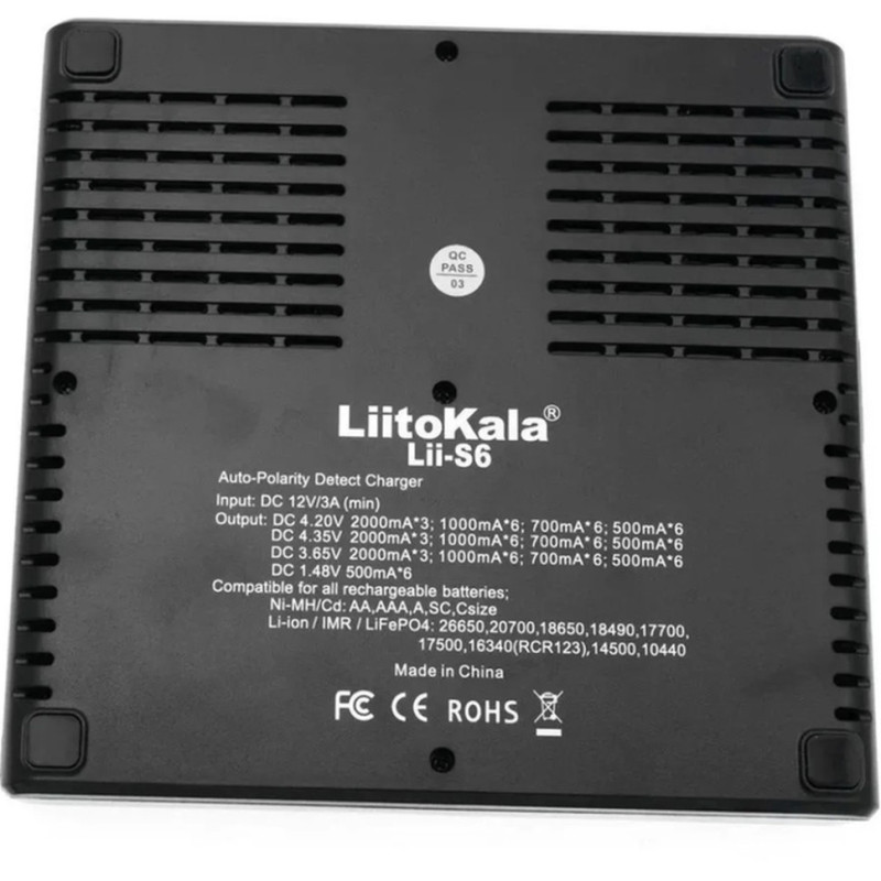 Універсальний зарядний пристрій LiitoKala Lii-S6 EU на 6 каналів + автомобільний кабель