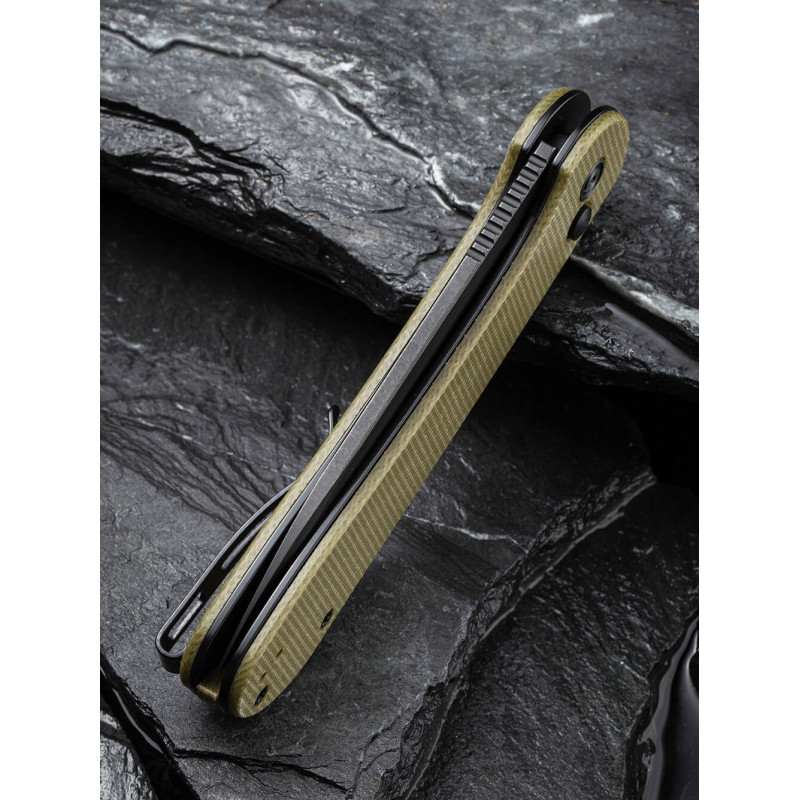 Ніж складаний туристичний Civivi Elementum Pocket, (8.9 см) 14C28N / Micarta оливковий