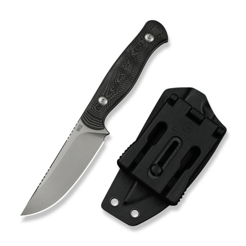 Ніж фіксований туристичний Weknife Notchline, (8.7 см) CPM S35VN /Carbon Fiber чорний з чохлом
