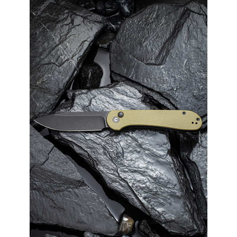 Ніж складаний туристичний Civivi Elementum Pocket, (8.9 см) 14C28N / Micarta оливковий