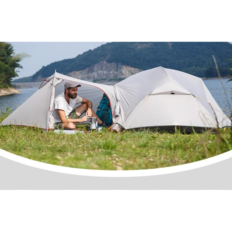 Намет надлегкий двомісний з футпринтом Naturehike Mongar NH17T007-M, 20D, сiрий