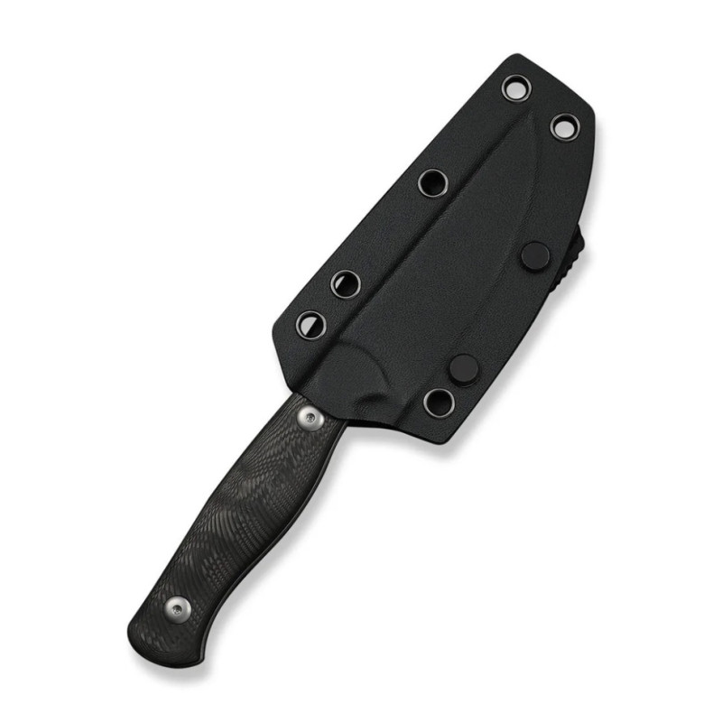 Ніж фіксований туристичний Weknife Notchline, (8.7 см) CPM S35VN /Carbon Fiber чорний з чохлом