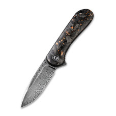 Ніж складаний кишеньковий Civivi Elementum, (7.5 см) Damascus / Carbon Fiber чорний