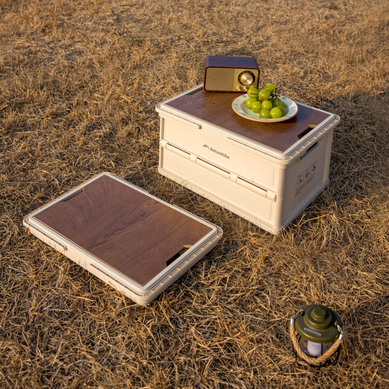 Складаний контейнер для зберігання з ручками Naturehike Lingyue R CNK2550XB017, 25 л, світло-бежево-сірий