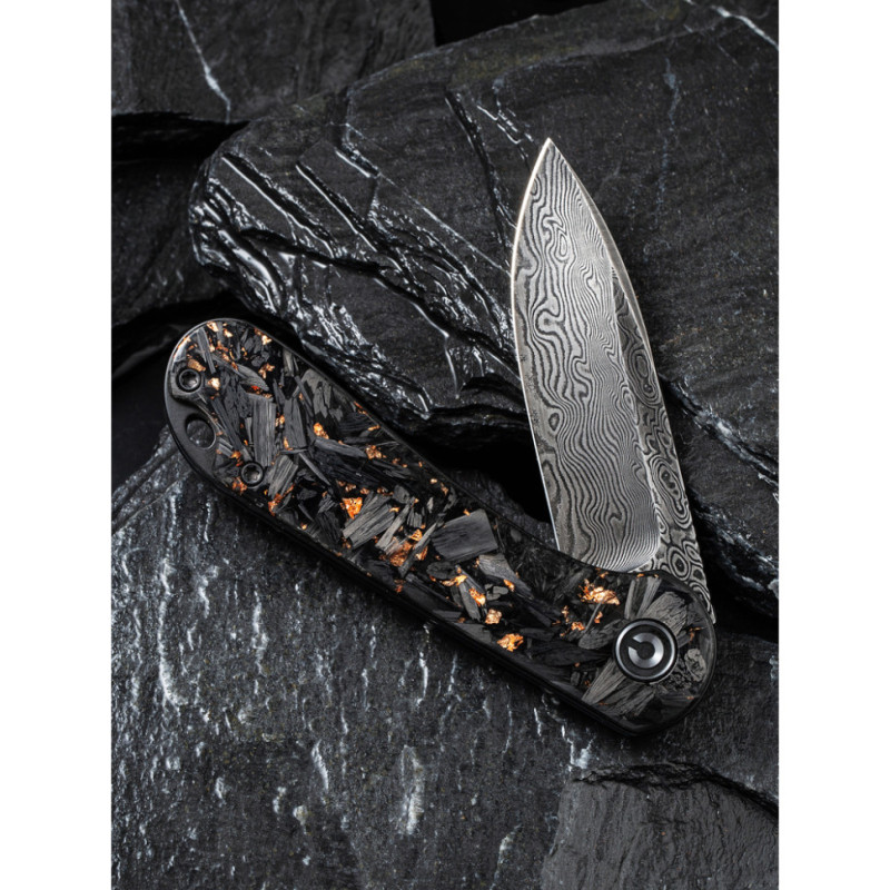 Ніж складаний кишеньковий Civivi Elementum, (7.5 см) Damascus / Carbon Fiber чорний