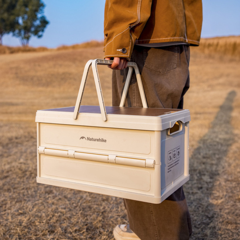 Складаний контейнер для зберігання з ручками Naturehike Lingyue R CNK2550XB017, 25 л, світло-бежево-сірий