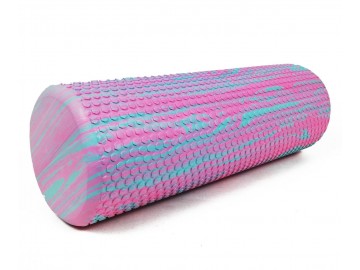 Масажний ролик (валик) EasyFit Foam Roller, довжина 45 см, діаметр 14,5 см, рожево-м'ятний, піна EVA з дрібною масажною поверхнею, для МФР, фітнесу, йоги та реабілітації