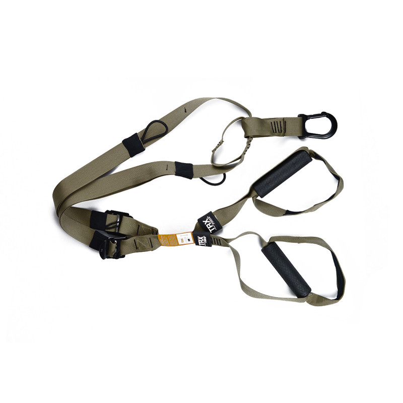 Петлі TRX Tactical T3 (підвісні тренувальні петлі), Довжина 110-230 см, Ширина строп 3,8 см, Максимальна вага 180 кг, Подовжувач TRX Xtender 97 см, Хакі