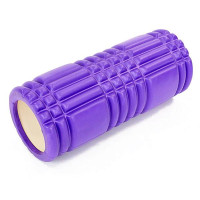 Массажный ролик (валик) EasyFit Grid Roller v.1.0, длина 33 см, диаметр 14 см, фиолетовый, каркас из высокопрочного пластика, пена EVA с массажной поверхностью 3D, для МФР, фитнеса, йоги и реабилитации