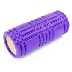 Массажный ролик (валик) EasyFit Grid Roller v.1.0, длина 33 см, диаметр 14 см, фиолетовый, каркас из высокопрочного пластика, пена EVA с массажной поверхностью 3D, для МФР, фитнеса, йоги и реабилитации