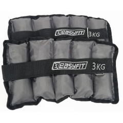 Утяжелители для ног и рук с металлом EasyFit Metal (пара), Вес 3 кг, Оксфорд, Металл, Черно-серый