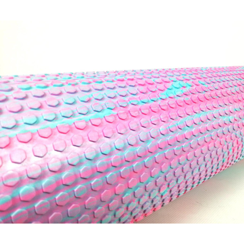 Массажный ролик (валик) EasyFit Foam Roller, длина 45 см, диаметр 14,5 см, розово-мятный, пена EVA с мелкой массажной поверхностью, для МФР, фитнеса, йоги и реабилитации