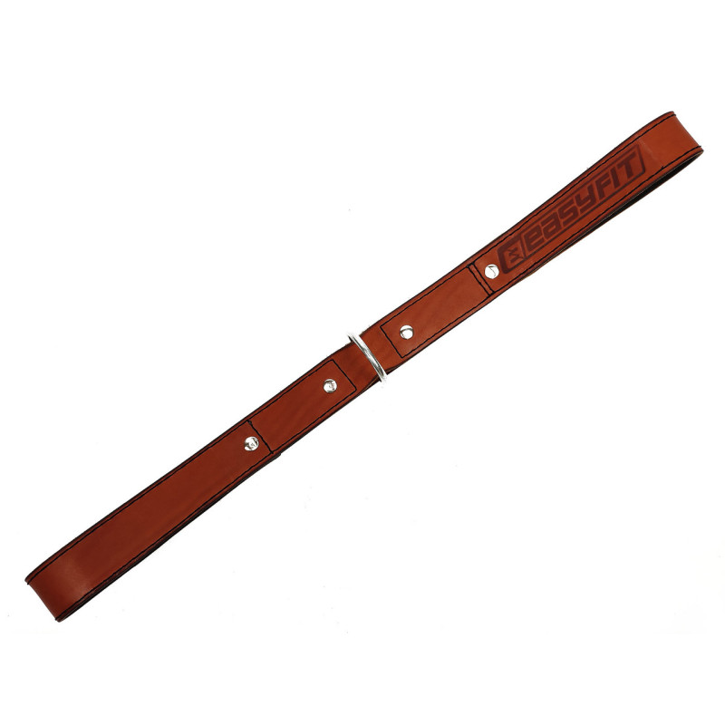 Лямка для тяги EasyFit S01, 65 см, натуральна шкіра/сталь, коричневий
