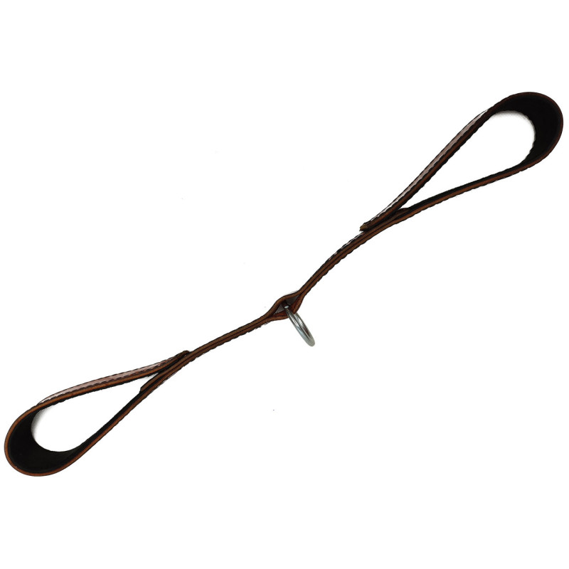 Лямка (стропа) для тяги EasyFit S01 двойной хват, Длина 65 см, Натуральная кожа, Сталь, Коричневый