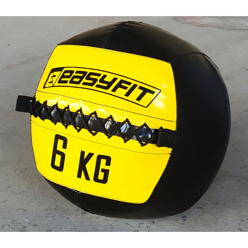 Медицинский мяч EasyFit Wall Ball (медбол, волбол), Вес 6 кг, Диаметр 33 см, PU, PVC, Черно-желтый