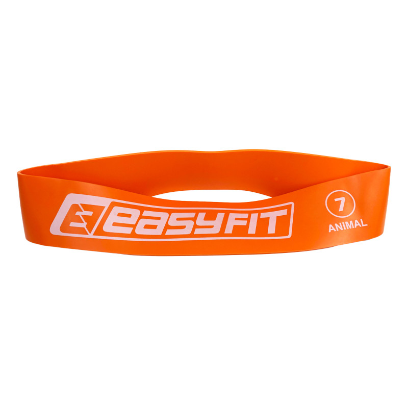 Фитнес-резинка для ног EasyFit №7 Animal, Сопротивление 30 кг, Латекс, Длина 60 см, Ширина 5 см, Толщина 3 мм, Оранжевый