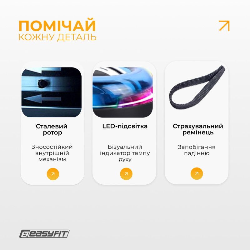 Еспандер кистьовий гіроскопічний EasyFit Gyro Ball (гіробол), Розмір: 7 × 7 × 5,6 см, LED-підсвітка, Синій