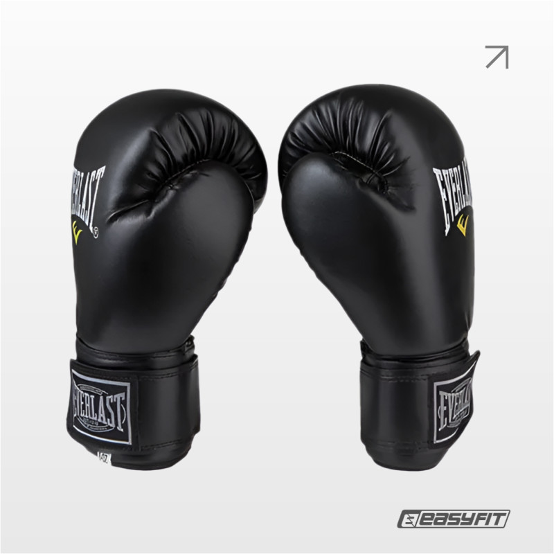 Боксерські рукавички Everlast + сумка-чохол, 14 унцій (14 oz), PU-шкіра, Липучка hook&loop, Чорний