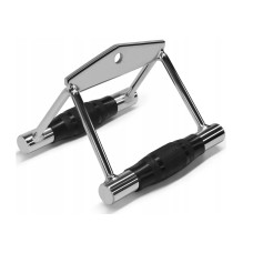 Ручка для нижней тяги EasyFit двойная с прорезиненными ручками, Размер 18х18х14 см, Хромированная сталь