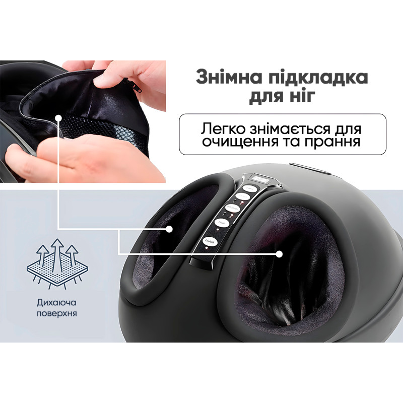 Лімфодренажний масажер для ніг EasyFit з підігрівом, 3 режими, чорний