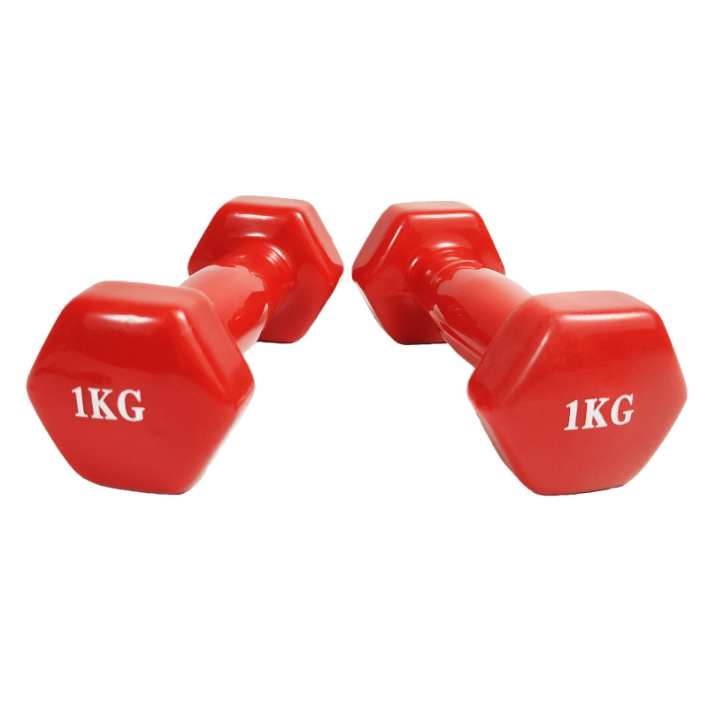 Гантель для фітнесу EasyFit із вініловим покриттям 1 кг Червоний