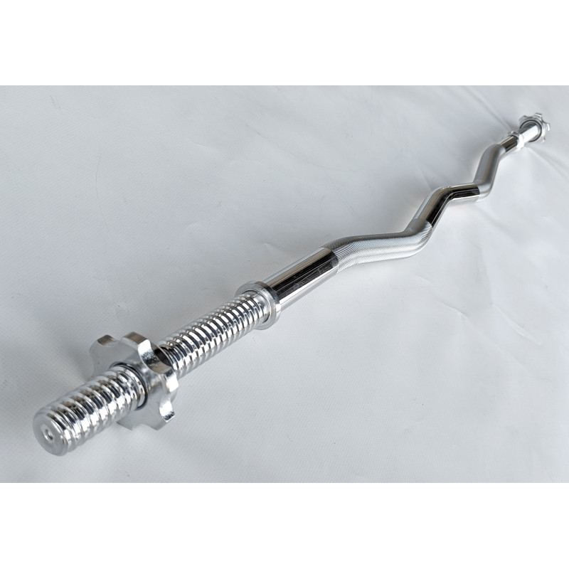 Гриф для штанги EasyFit W-подібний, Довжина 1,2 м, Діаметр 28 мм, Хромована сталь, Вага 5 кг