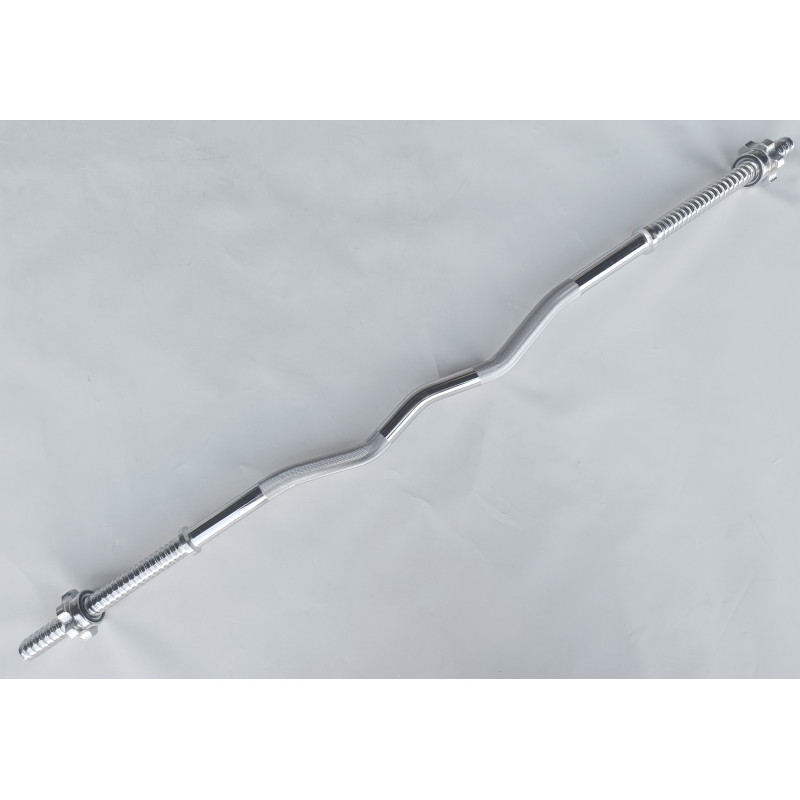 Гриф для штанги EasyFit W-подібний, Довжина 1,2 м, Діаметр 28 мм, Хромована сталь, Вага 5 кг