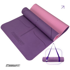 Коврик для йоги и фитнеса EasyFit Polarity Padma с ремнем, Размер 183х61 см, Толщина 6 мм, TPE/TC, Фиолетово-розовый