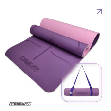 Коврик для йоги и фитнеса EasyFit Polarity Padma с ремнем, Размер 183х61 см, Толщина 6 мм, TPE/TC, Фиолетово-розовый