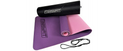 Двошаровий килимок EasyFit для пілатесу, фітнесу та йоги з чохлом, 183x61 см, товщина 6 мм, TPE/TC, ECO-Friendly, фіолетово-рожевий