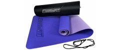 Двошаровий килимок EasyFit для пілатесу, фітнесу та йоги з чохлом, 183x61 см, товщина 6 мм, TPE/TC, ECO-Friendly, бузковий-світло-бузковий
