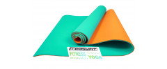 Двухслойный коврик EasyFit для пилатеса, фитнеса и йоги, 183x61 см, толщина 6 мм, TPE/TC, ECO-Friendly, бирюзово-оранжевый