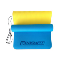 Двошаровий килимок EasyFit для пілатесу, фітнесу та йоги, 183x61 см, товщина 6 мм, TPE/TC, ECO-Friendly, синьо-жовтий