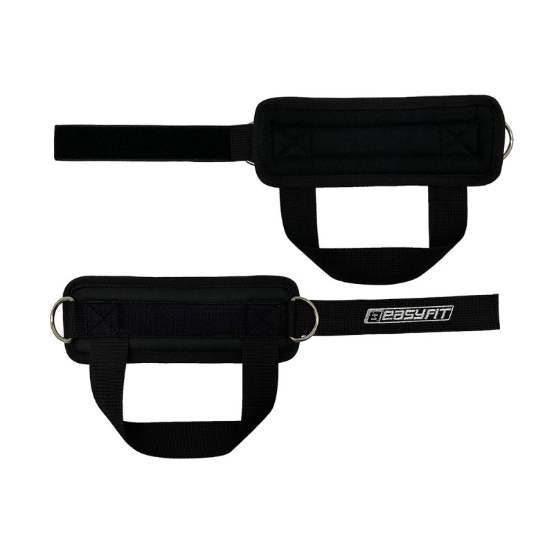 Манжета EasyFit R11 для тяги на липучке (с пяткой), Длина 25 см, Ширина 10 см, Оксфорд, Сталь, Черный