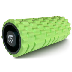 Масажний ролик EasyFit Grid Roller v.1.1 з заглушками, Довжина 33 см, Діаметр 14 см, 3D масажна поверхня, піна EVA, для фітнесу, йоги та відновлення м'язів, Салатовий
