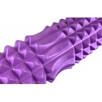 Массажный ролик EasyFit Solid Grid Roller v.2.2s, Длина 45 см, Диаметр 13 см, Цельный каркас, EVA-пена с массажной 3D поверхностью, для МФР, фитнеса, йоги и реабилитации, Фиолетовый