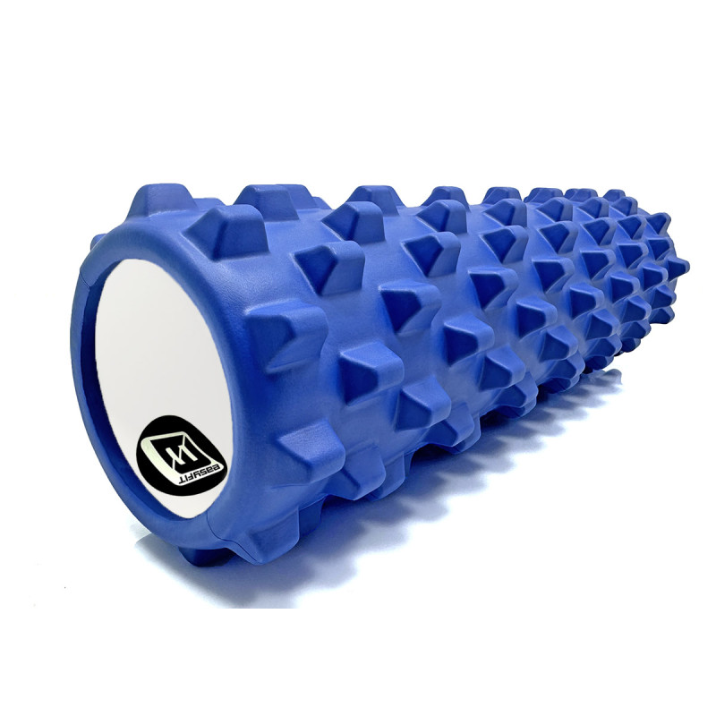 Массажный ролик (валик) EasyFit Grid Roller PRO, Длина 45 см, Диаметр 14 см, Каркас из высокопрочного пластика, Пена EVA с массажной поверхностью 3D, для МФР, фитнеса, йоги и реабилитации, Синий