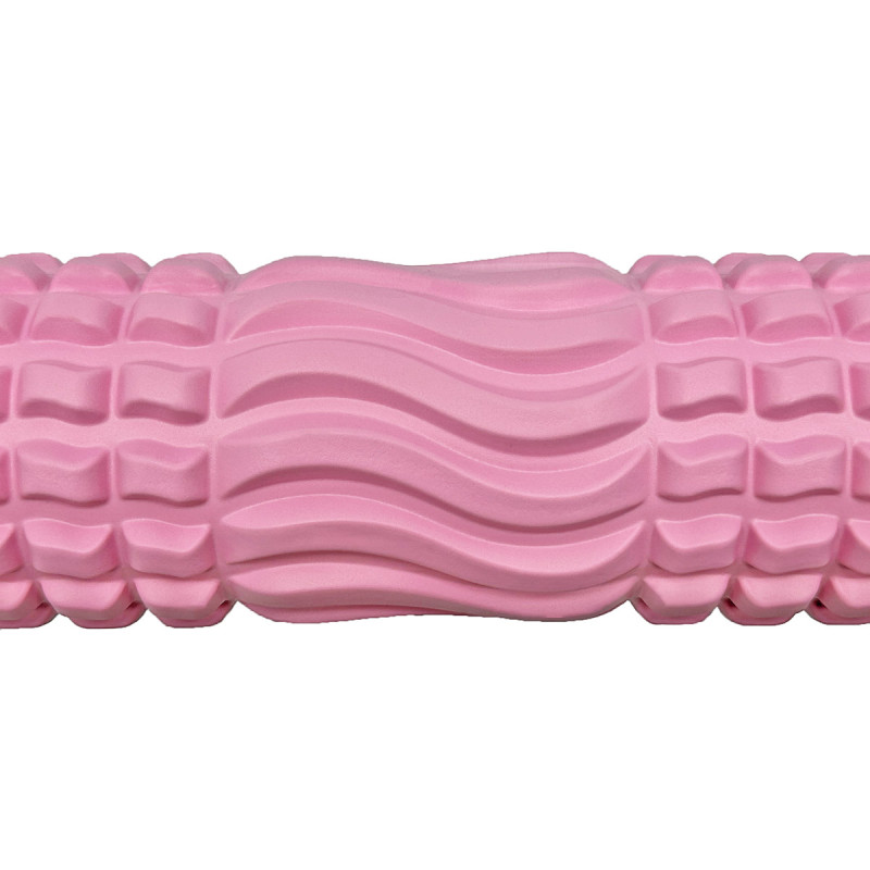 Масажний ролик (валик) EasyFit Wavyspines, довжина 33 см, діаметр 11 см, рожевий, каркас із високоміцного пластику, EVA-піна з масажною поверхнею 3D, для МФР, фітнесу, йоги та реабілітації