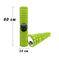Массажный ролик (валик) EasyFit Grid Roller v.3.1, Длина 60 см, Диаметр 14 см, Каркас из высокопрочного пластика, Пена EVA с массажной поверхностью 3D, для МФР, фитнеса, йоги и реабилитации, Салатовый