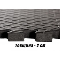 Татами мат EasyFit SwallowTail-2 (пазл ласточкин хвост с бортиком), Размер 120x120 см, Толщина 20 мм, EVA-пена, Черный