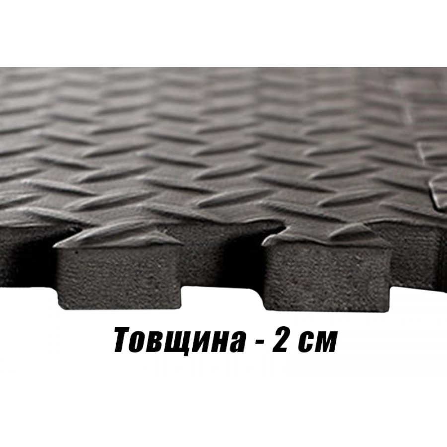 Татами мат EasyFit SwallowTail-2 (пазл ласточкин хвост с бортиком), Размер 120x120 см, Толщина 20 мм, EVA-пена, Черный