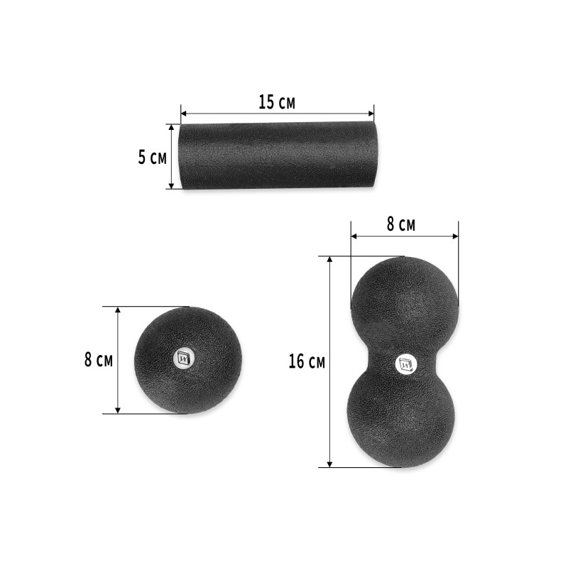 Набор для массажа и МФР EasyFit MioSet-2 (3в1) с сумкой, черный