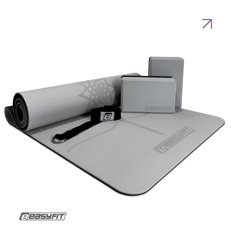 Набор для йоги и фитнеса EasyFit Polarity Set PRO (Stone): коврик, два блока и ремень